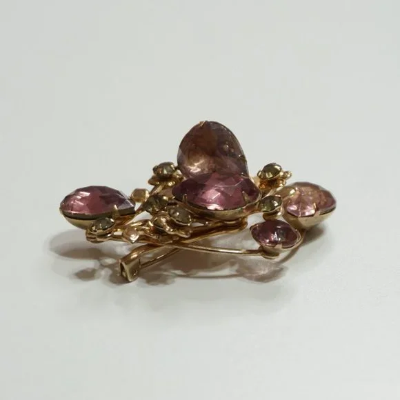 2/$30 - Vintage Gold Amethyst Brooch - Picture 2 of 4